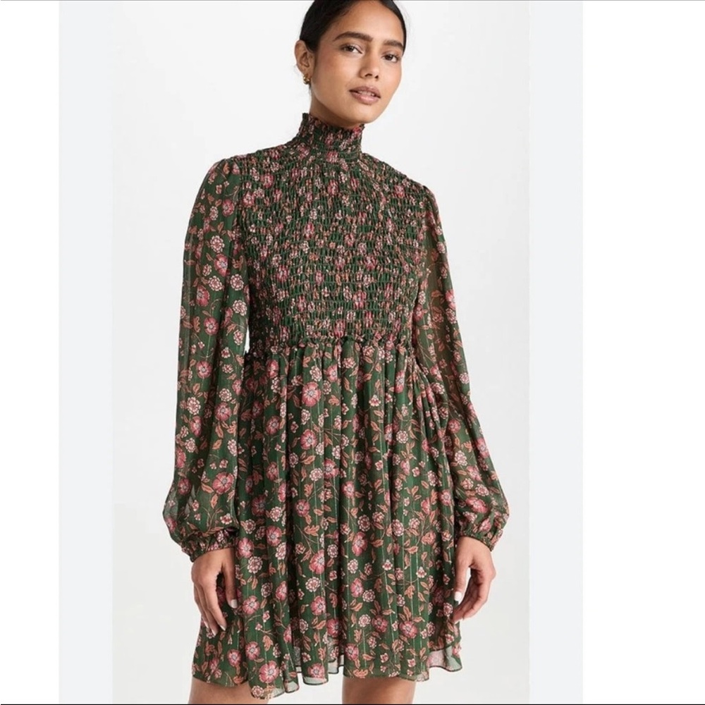 Misa Los Angeles Jessa Floral Print Evergreen Bloom Dress mini Size S small